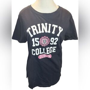 Trinity College Dublin Women’s Fitted T-Shirt Size XL Blue with Pink